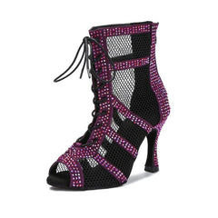 Women's Satin Customized Heel Latin Shoes Dance Boots Ballroom Dance Shoes