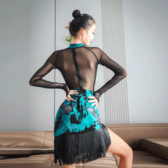YJFY Women's Tassel Latin Dance Dress Dance Wear Training Performance Dress