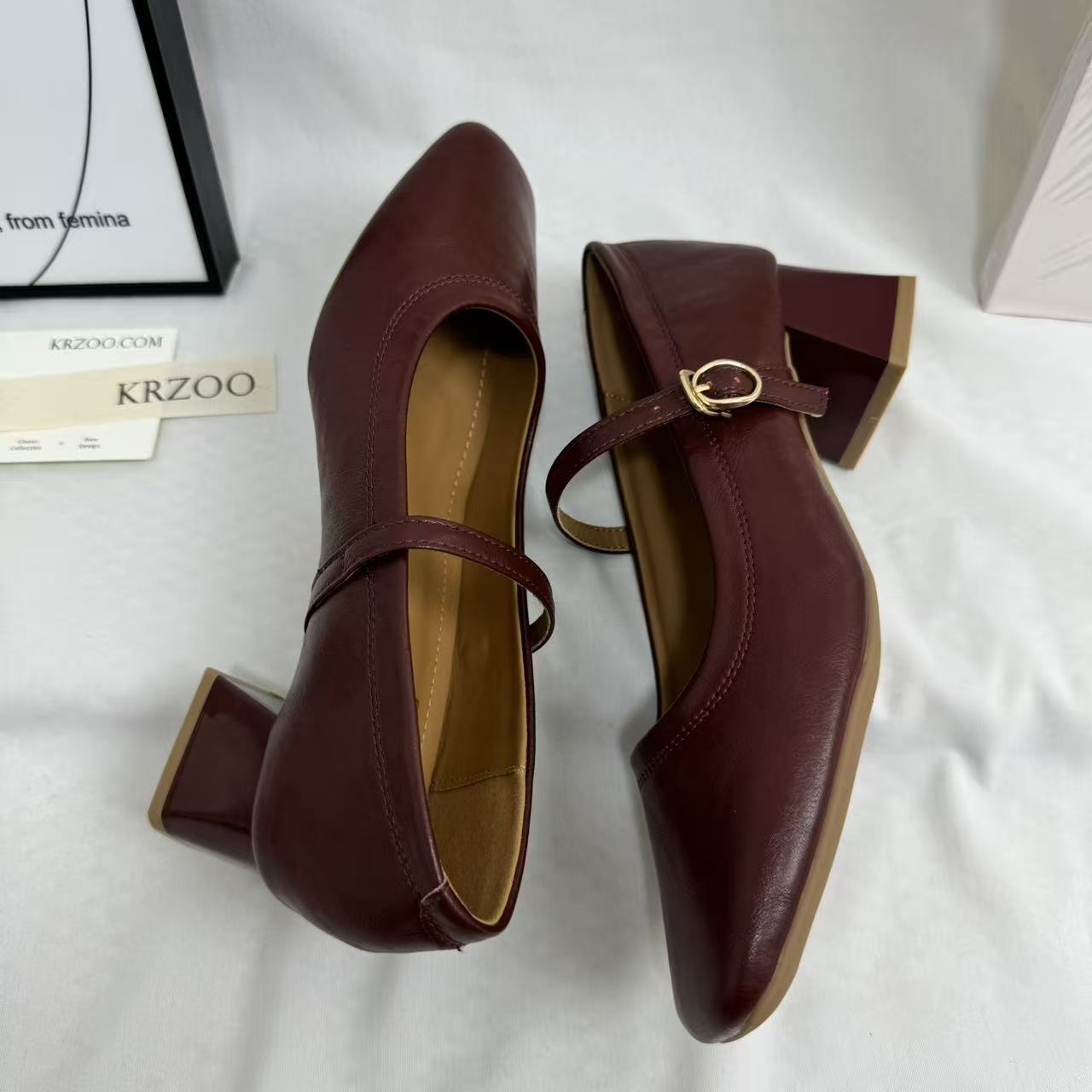 Low-Heel Square-Toe Low-Cut Flats