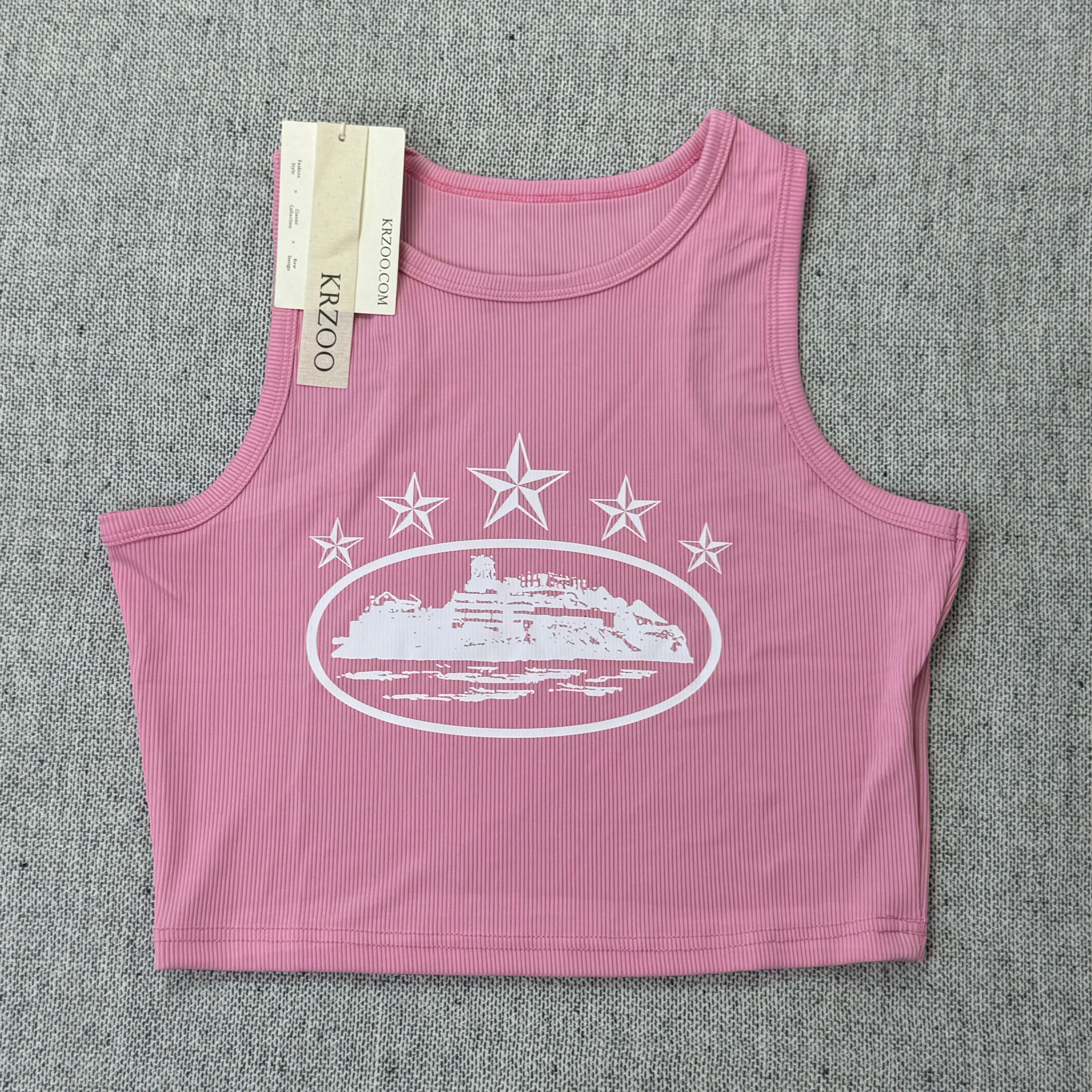 Strap-printed sports tank top