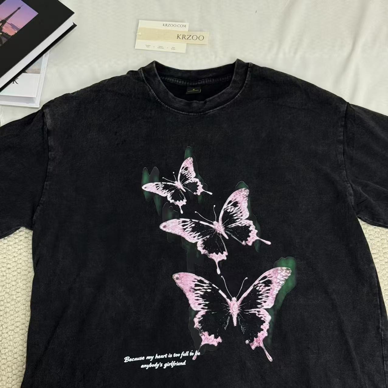 Butterfly Washed Distressed Vintage T-shirt