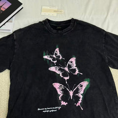 Butterfly Washed Distressed Vintage T-shirt