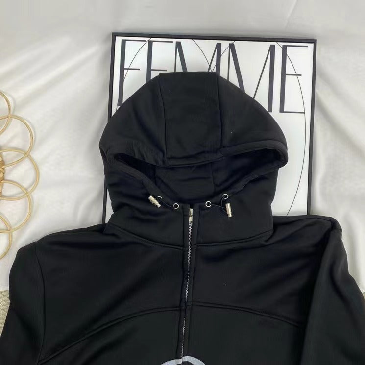 Face-Covering Zippered Cardigan