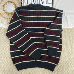 Retro Contrast Striped Sweater