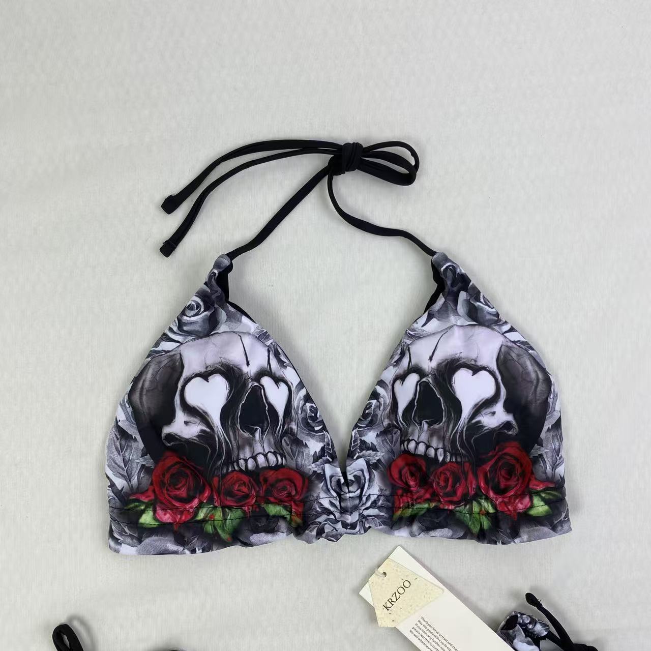 Printed strapless backless one-piece swimming suit
