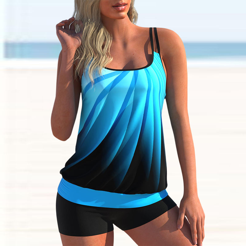 Women Fashion Sexy Plus Size Two Piece Butterfly Print Camisole Swimsuit Lady Two Piece Swimming Suit New Swimwear Bachwear