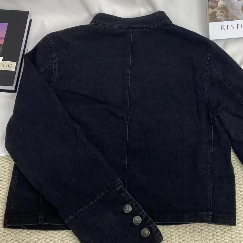 Metal Double-Breasted Denim Jacket