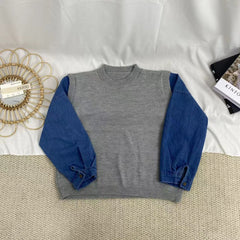 Denim Faux Two-Piece Sweater