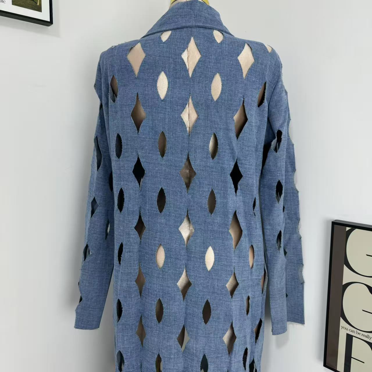 Street-Style Cutout Long-Sleeve Trench Coat