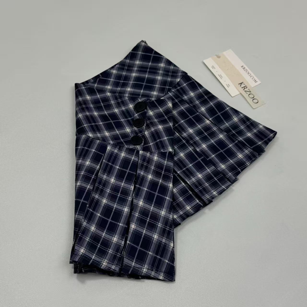 Plaid pleated A-line midi skirt