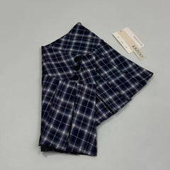 Plaid pleated A-line midi skirt