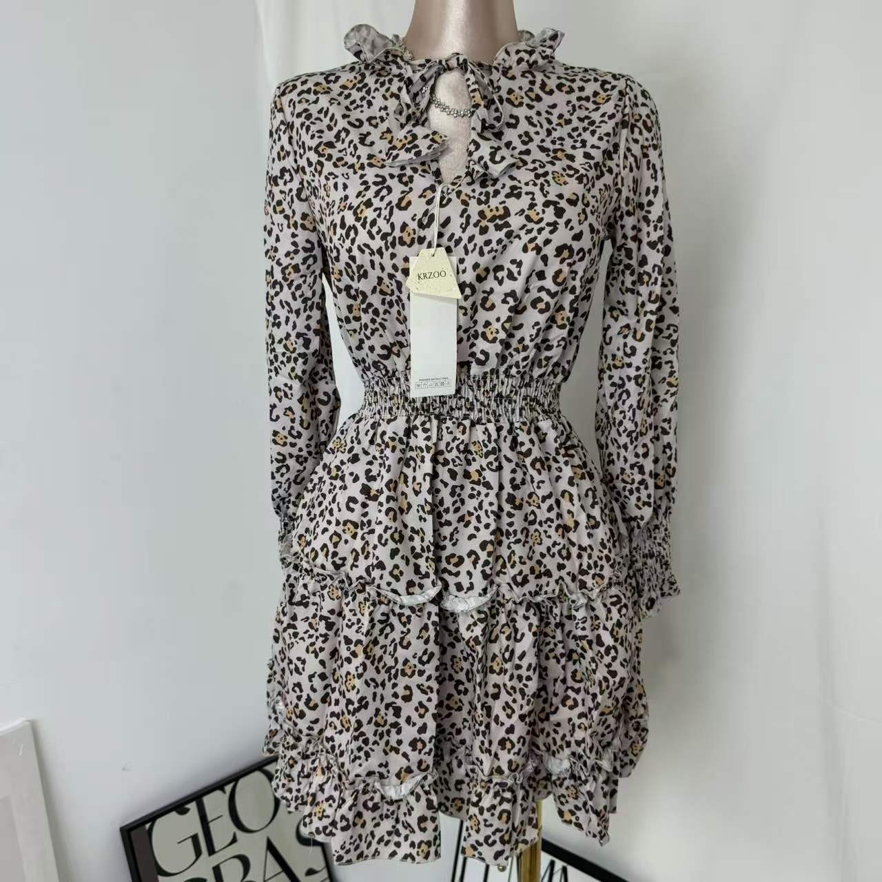 Leopard-Print Puff-Sleeve Dress