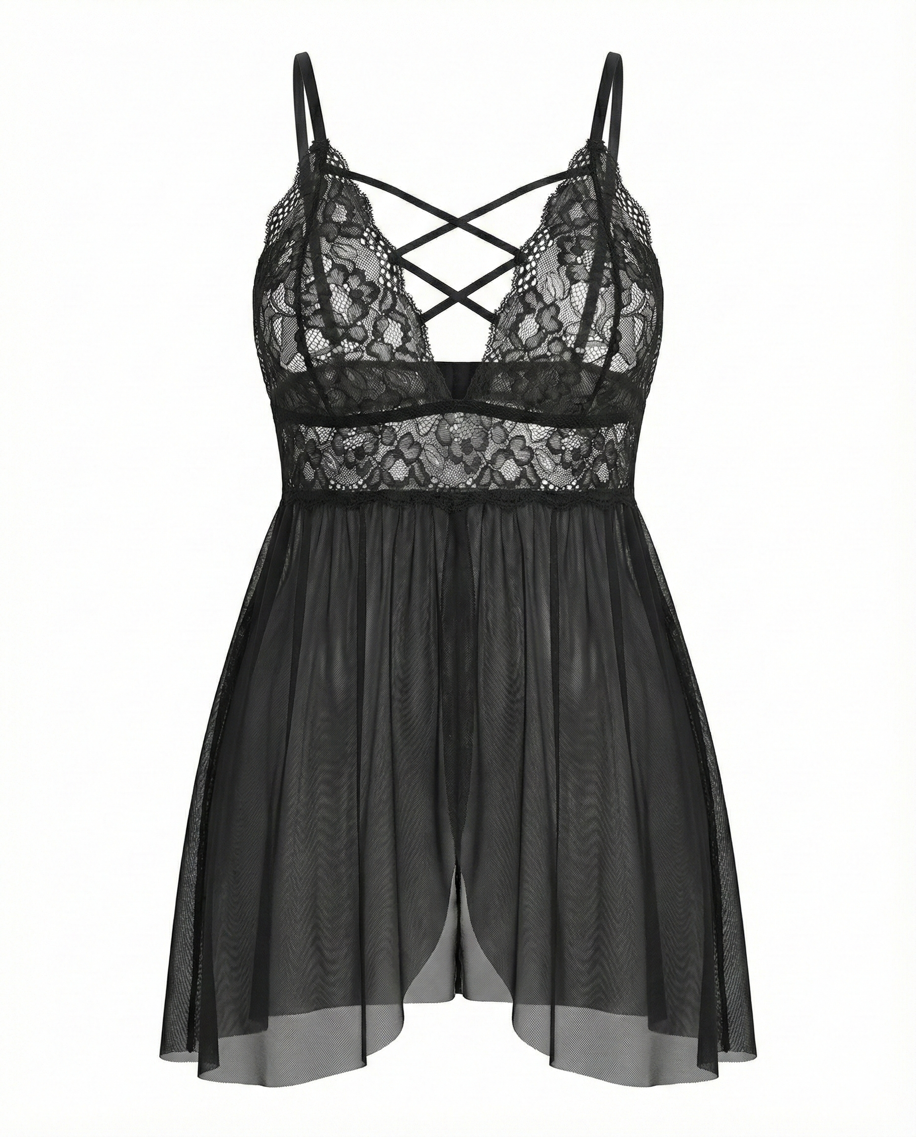 Sexy Plus Size Babydoll â€?V Neck Lace Snap Crotch Nightwear