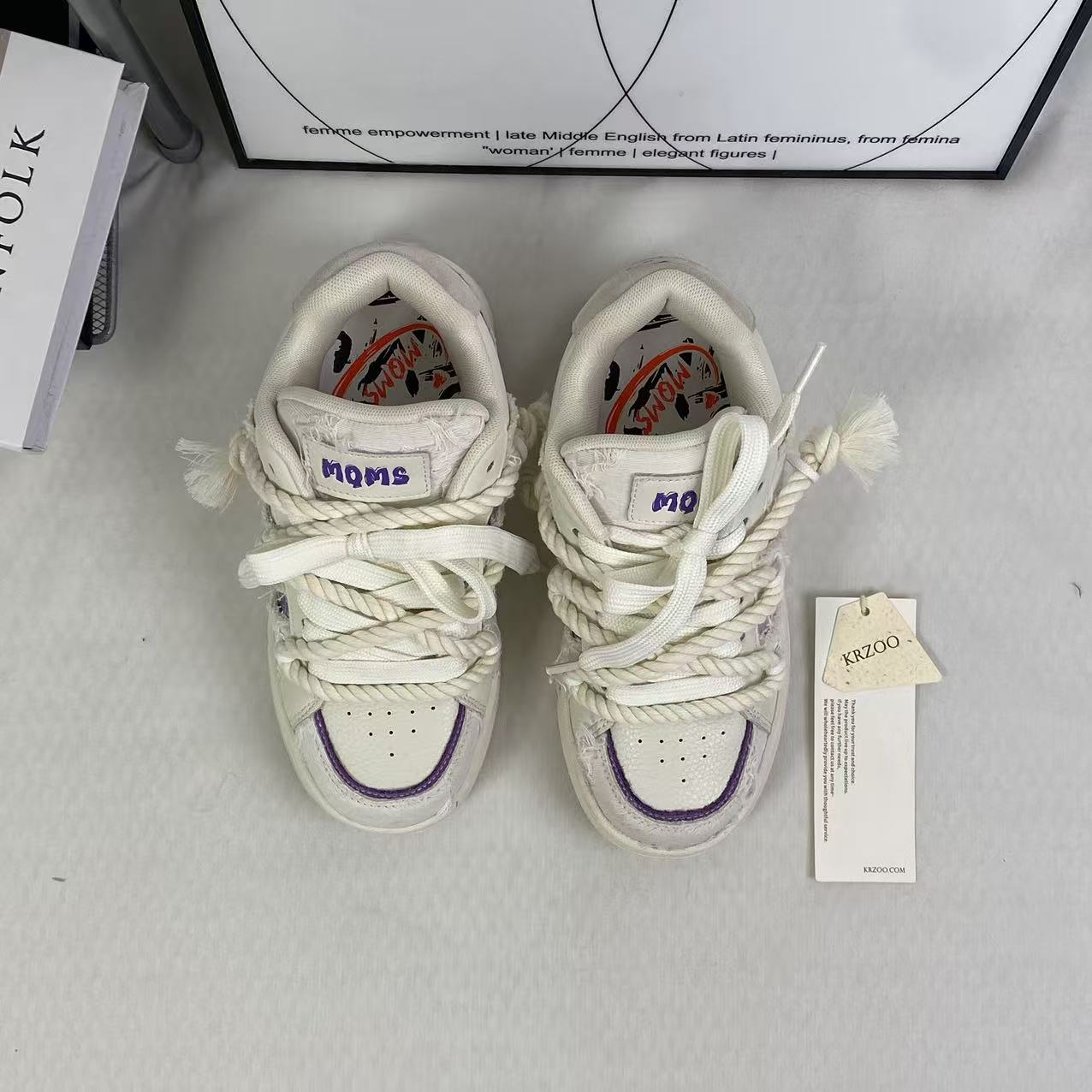 Leather platform casual sneakers