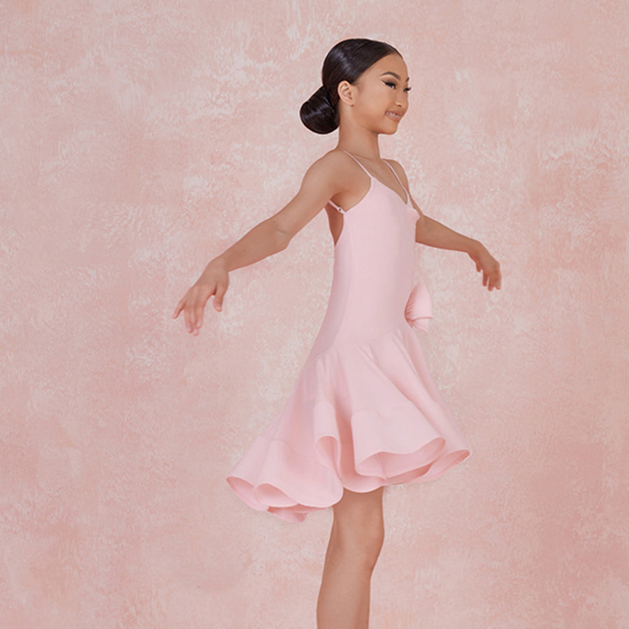 Girls Sleeveless V Neck Performance Dance Dresses Dancewear