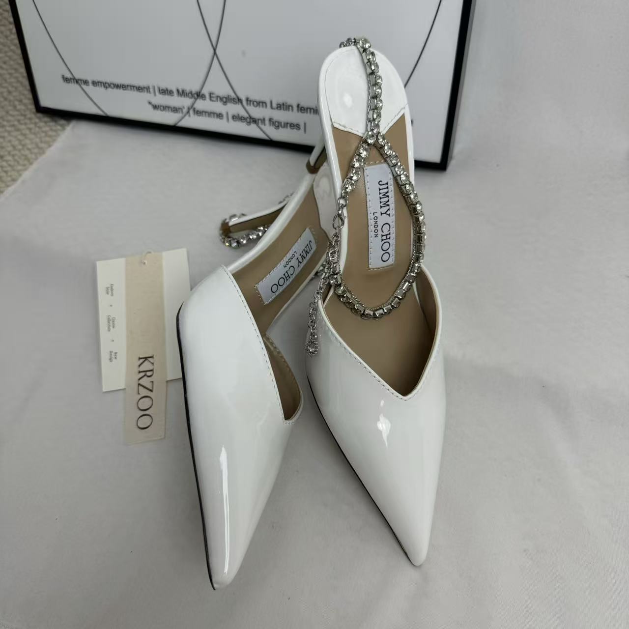 French-style chain beaded high-heeled shoes