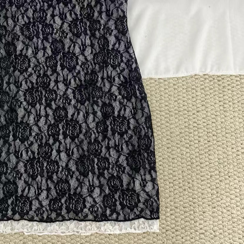 Black And White Lace Strap Dress