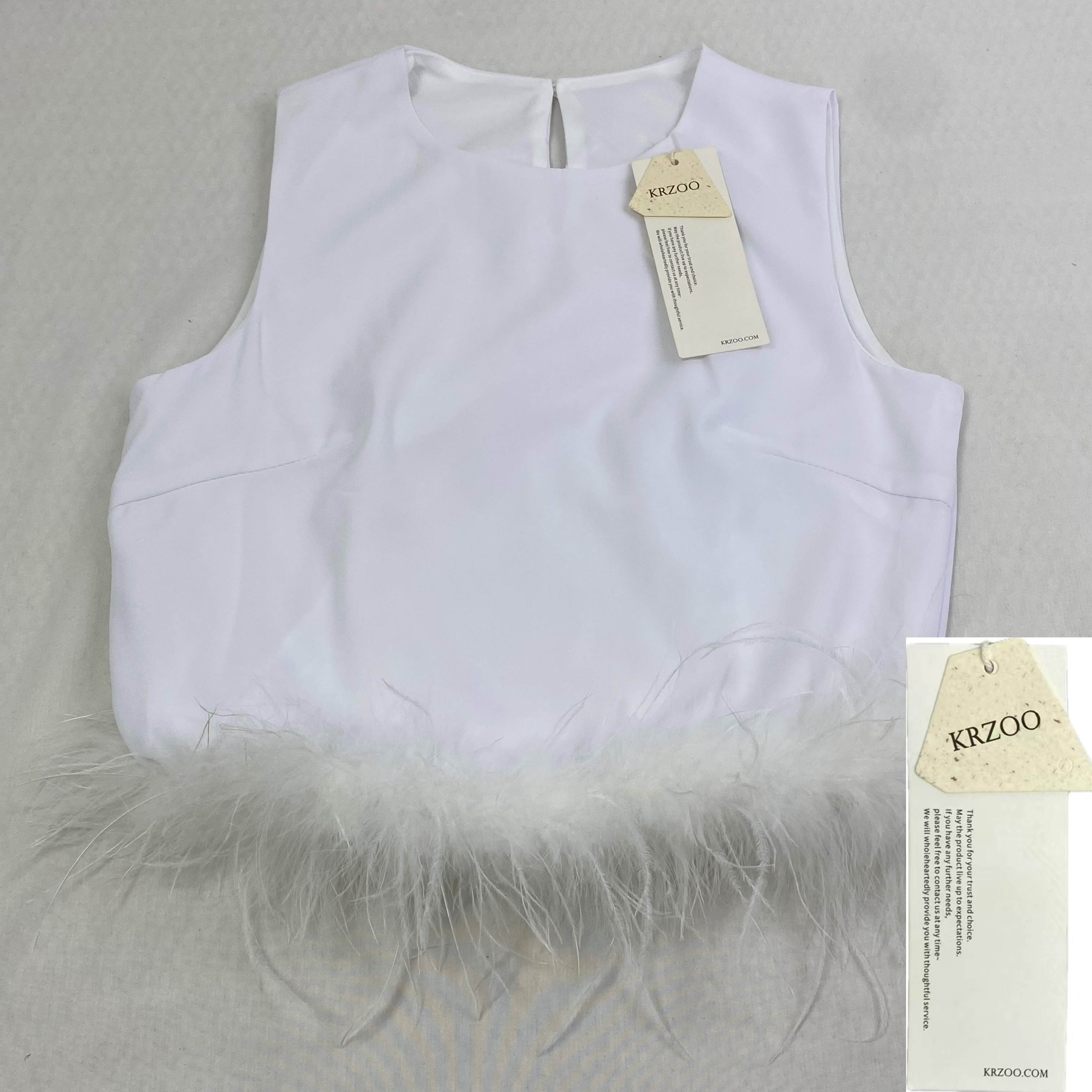 Round-neck sleeveless quilted feather vest top