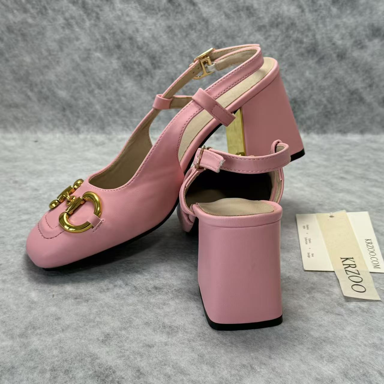Square-toe shoes with thick heels