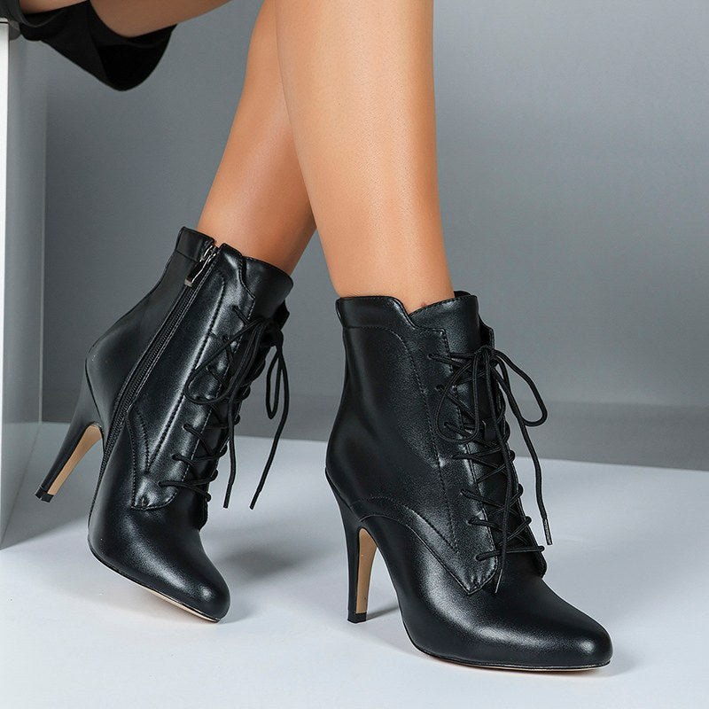 Women's Rubber Sole Customized Heel Rubber Sole JazShoes Lace-up Dance Heels Boots
