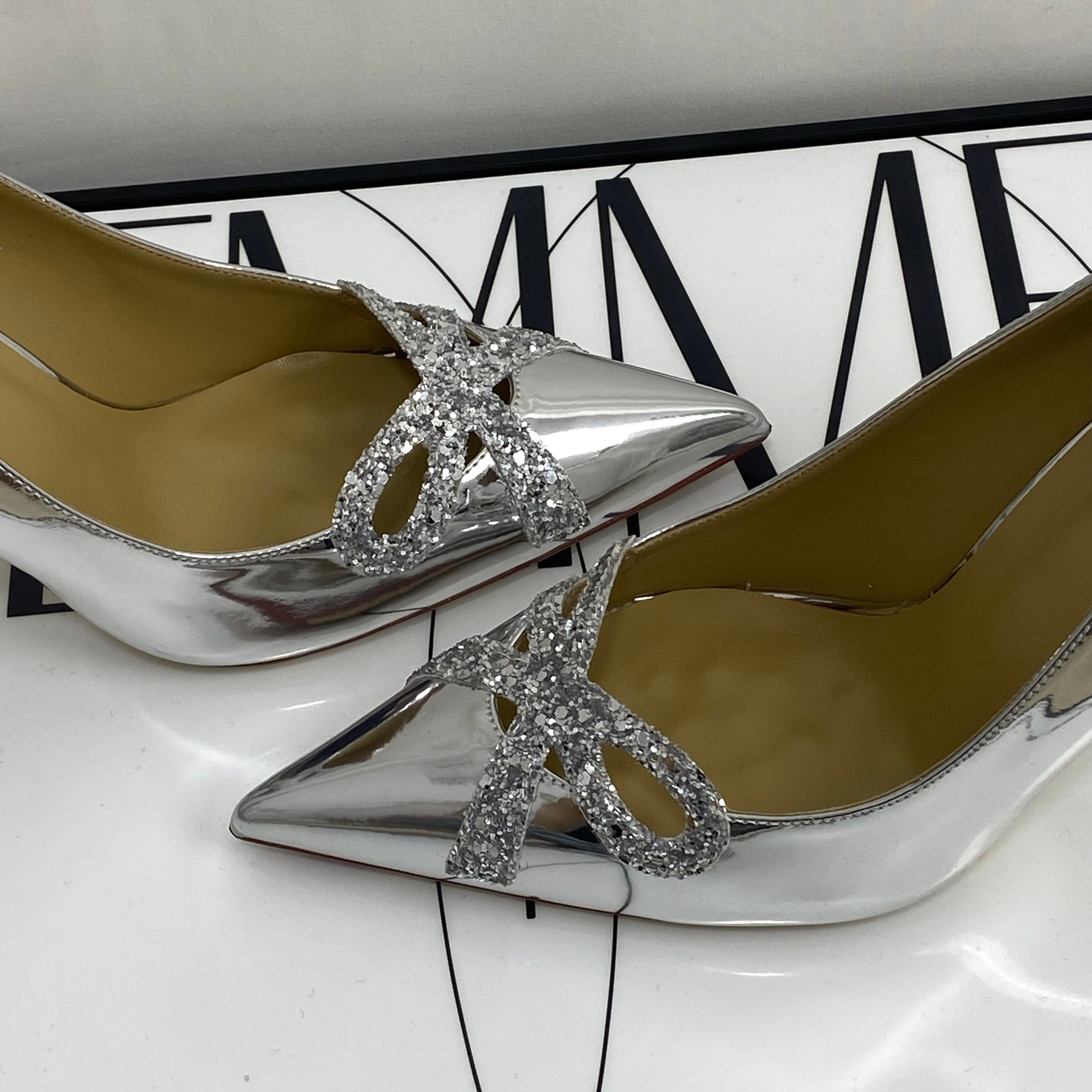 Silver Sequined High Heels