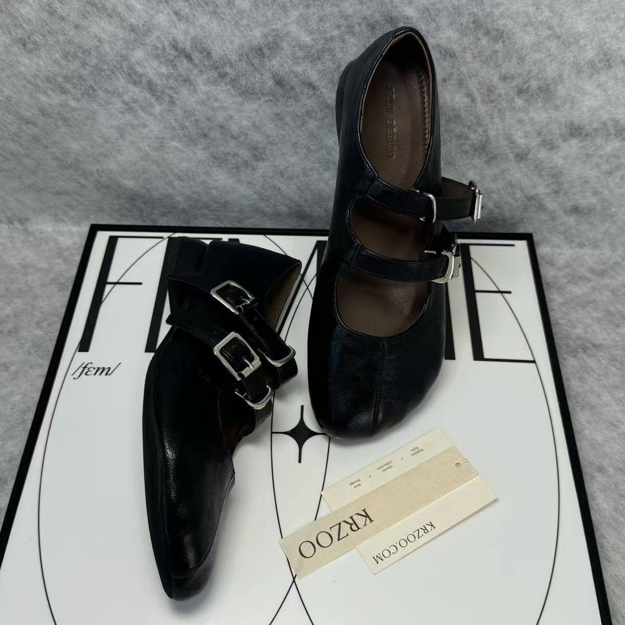 Leather Ankle-Length Ballet Flats