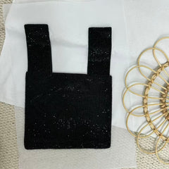 Rhinestone Vest-Shaped Mesh Handbag