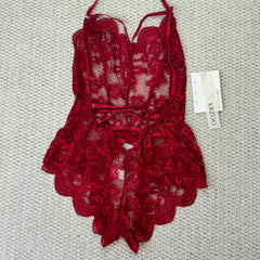 Lace open-front one-piece sheer set