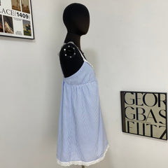 French Retro Deep V-Neck Lace Dress