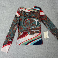 Half-collared long-sleeved chiffon fitted t-shirt