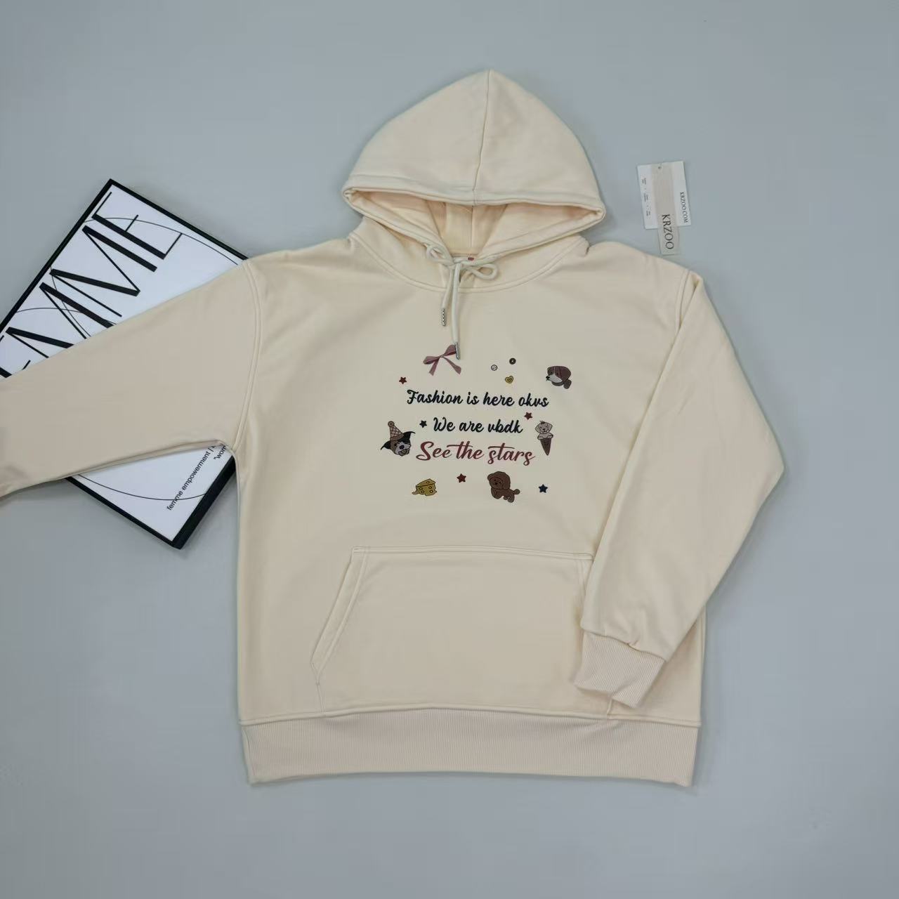 Printed hooded sweatshirt top