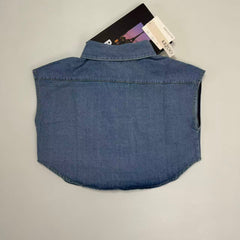 Large pocket sleeveless shirt denim jacket
