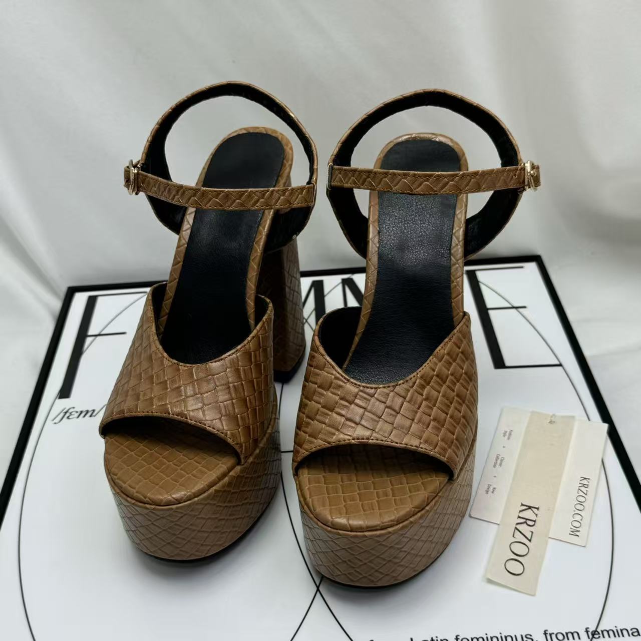 Thick-soled waterproof platform high heels