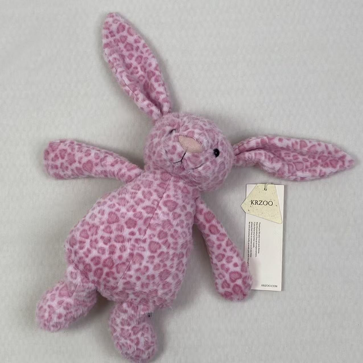 Floral-patterned rabbit fur plush comfort doll