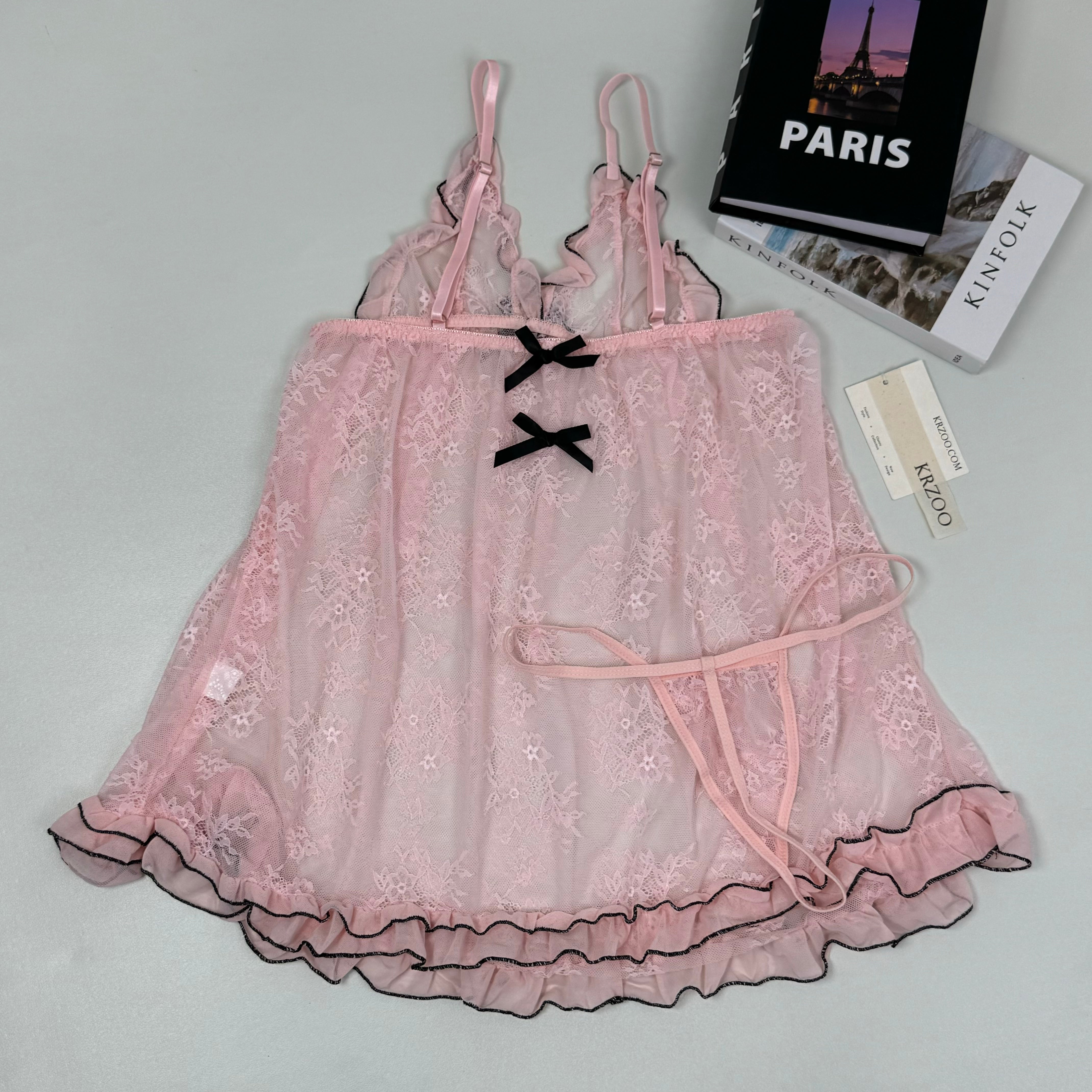 Net fabric nightgown set
