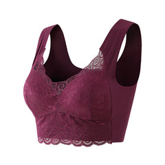 Gathered Thin Lace Large Size Sports Bra Without Wire
