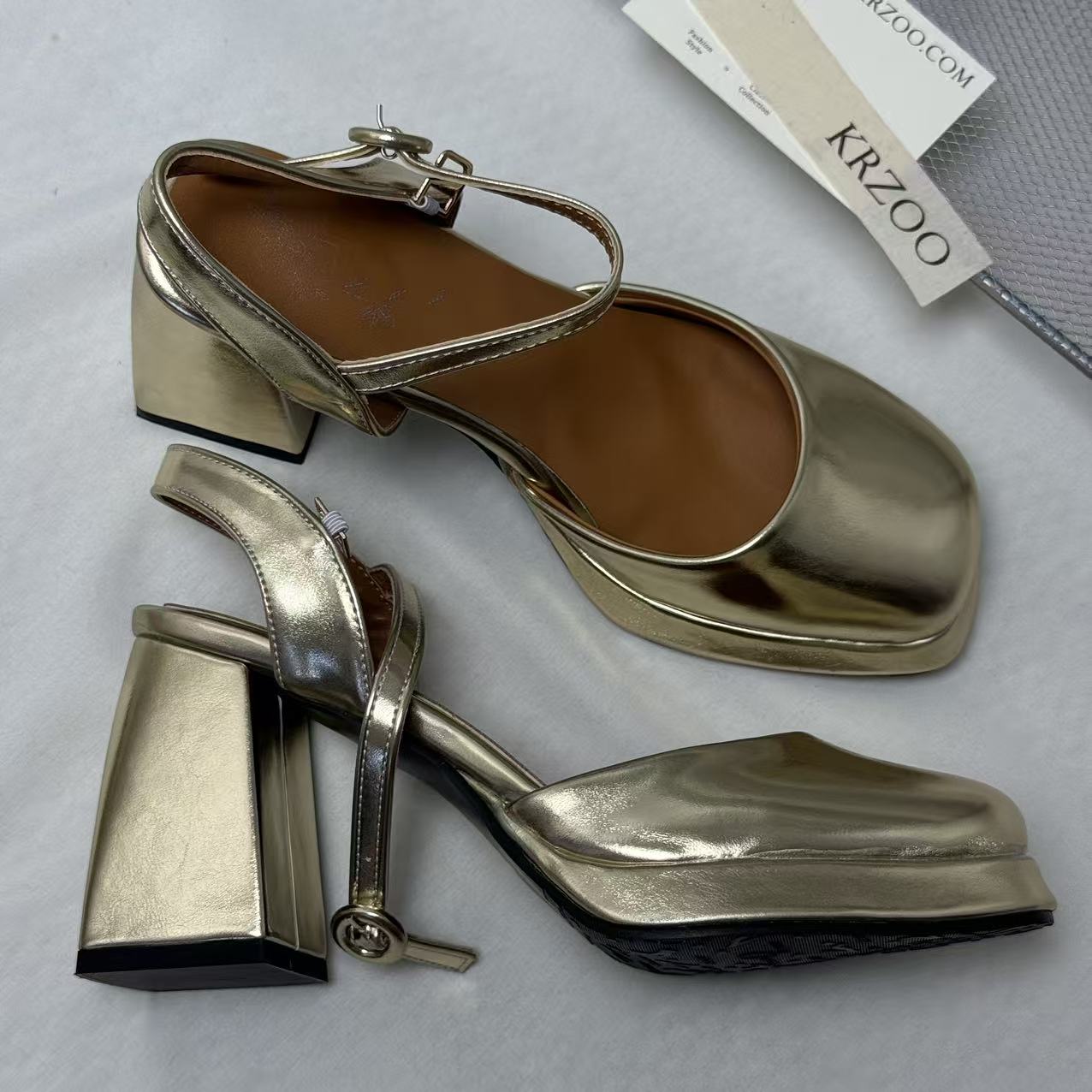 Square-toe simple lace-up open-toe sandals