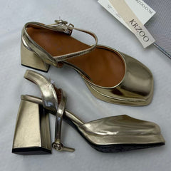 Square-toe simple lace-up open-toe sandals