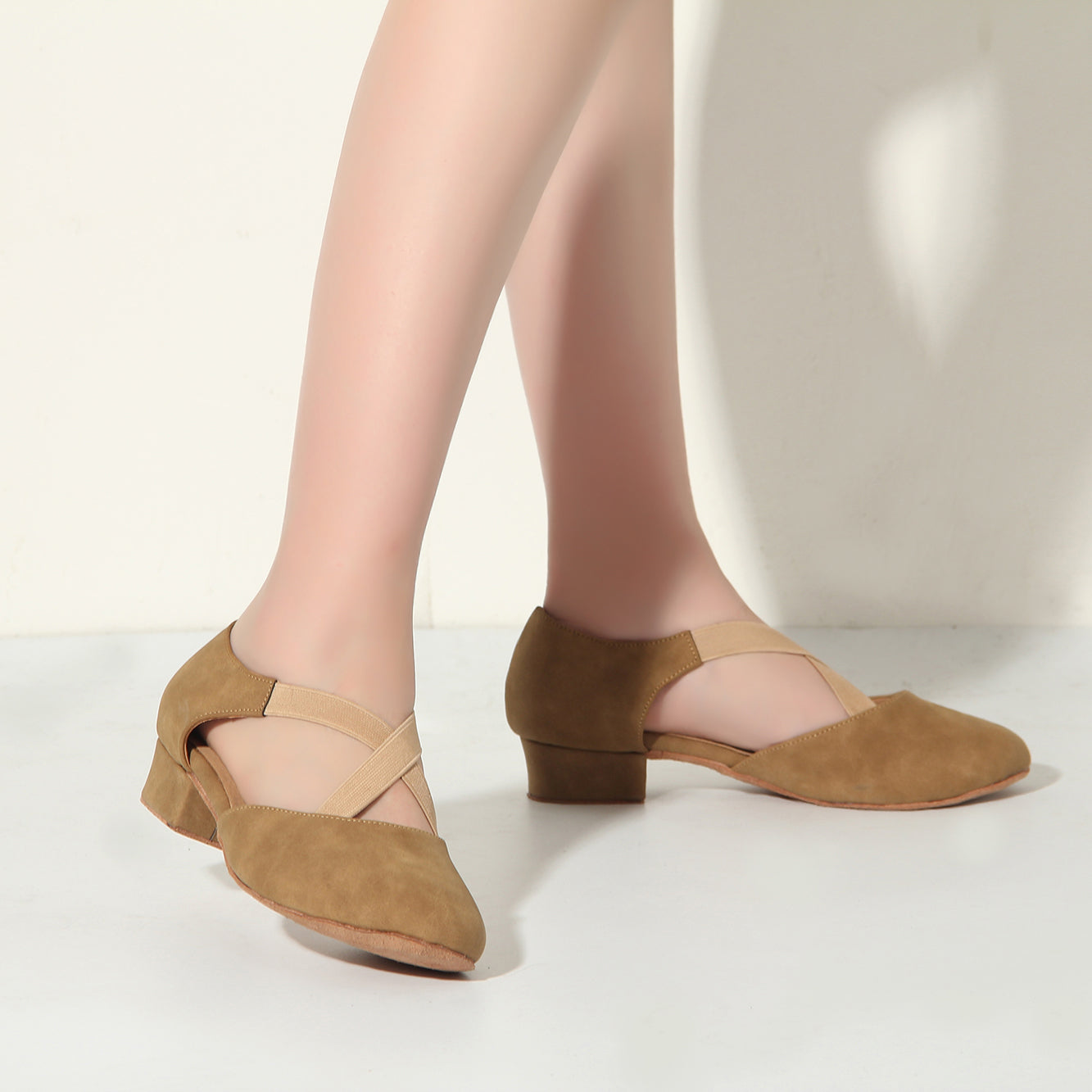 Women's Apricot Suede 3.5cm Heels Ballroom Swing Dance Shoes