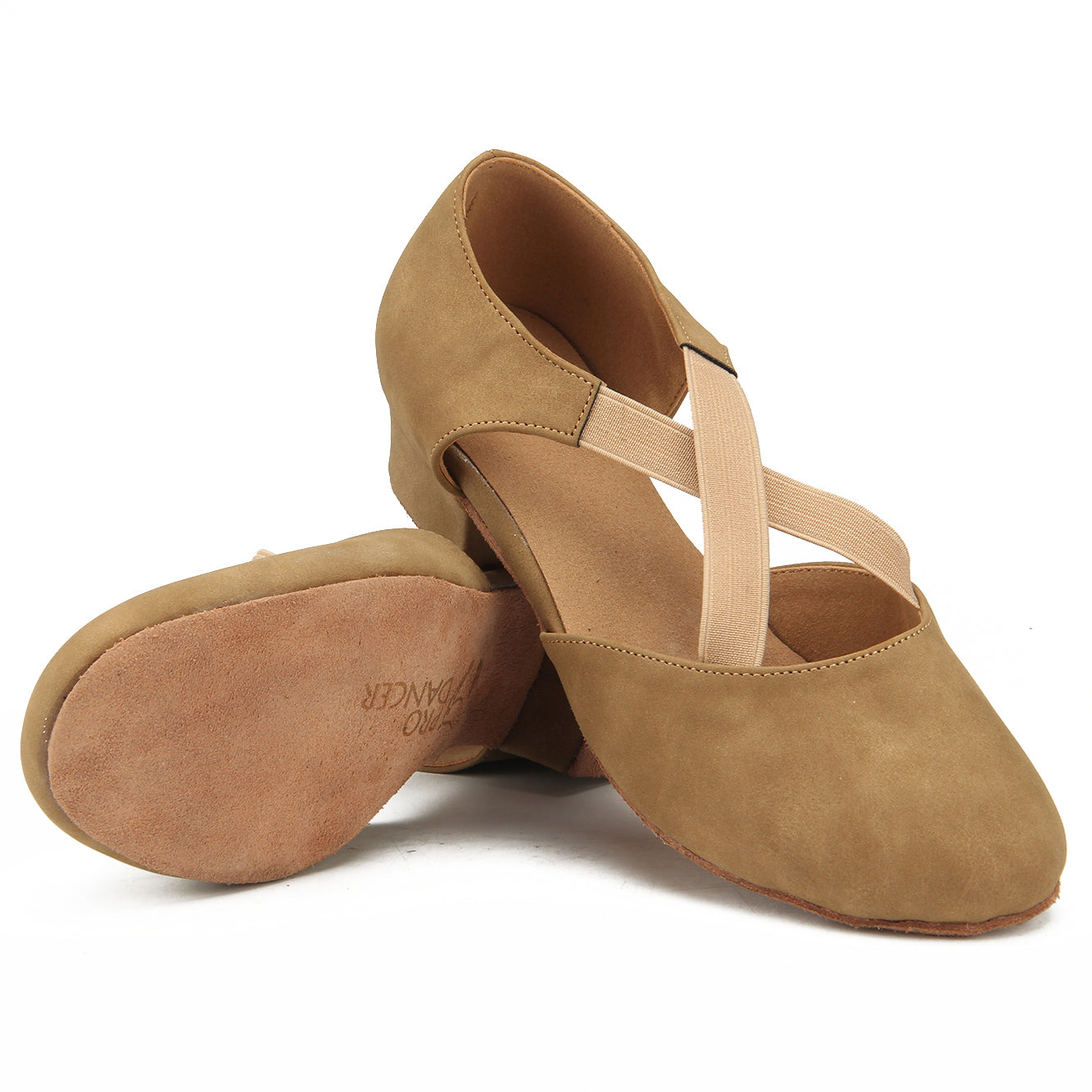 Women's Apricot Suede 3.5cm Heels Ballroom Swing Dance Shoes