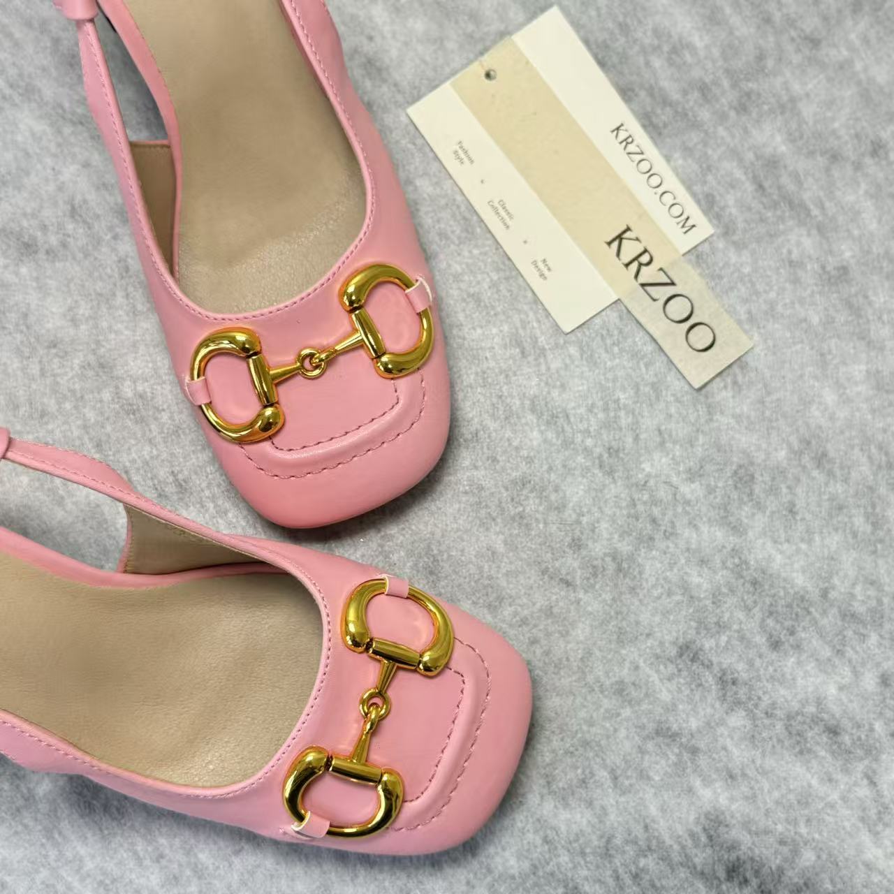 Square-toe shoes with thick heels