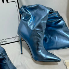 Ruched Pointed-Toe Over-the-Knee Boots