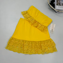 Strapless bust-hugging skirt with lace set