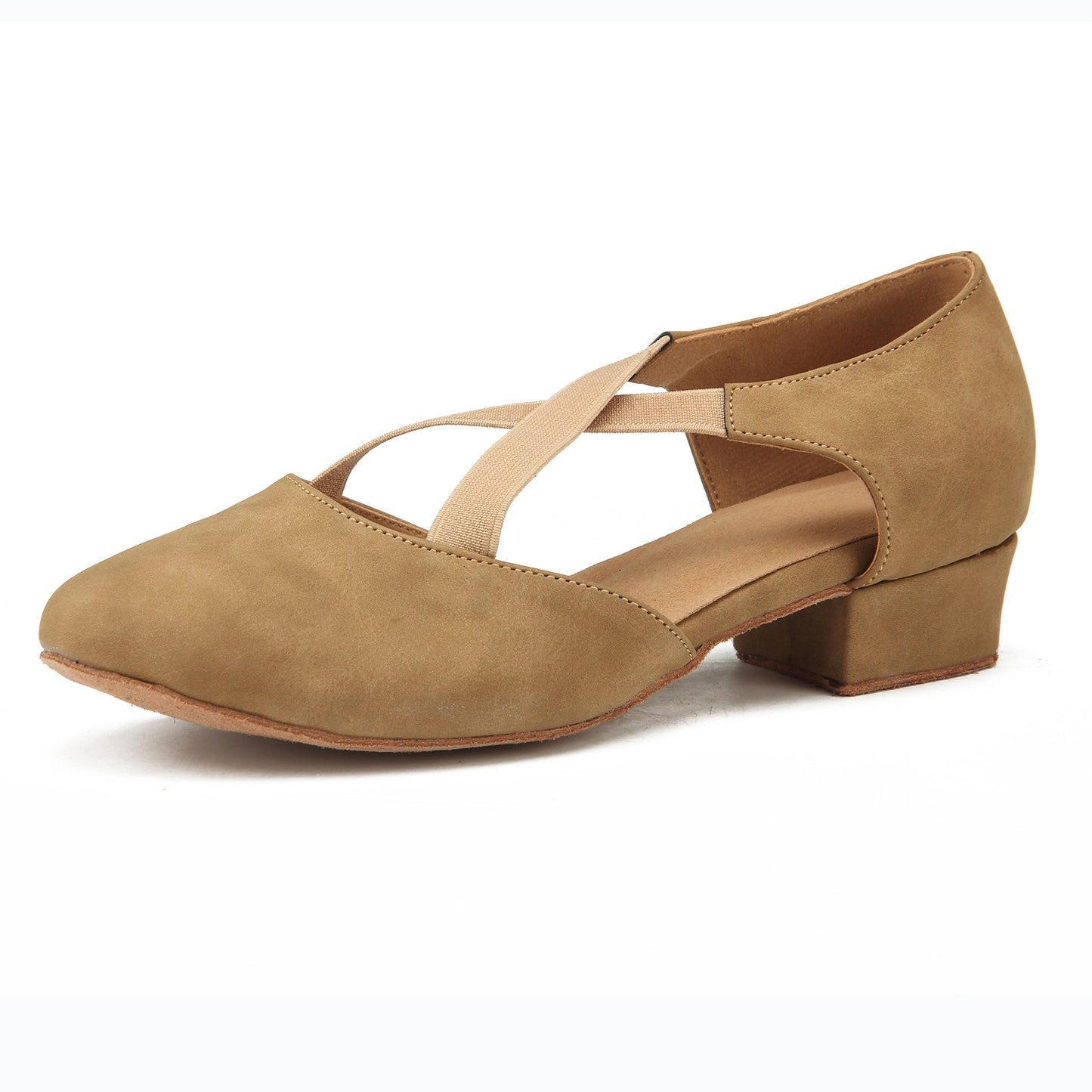 Women's Apricot Suede 3.5cm Heels Ballroom Swing Dance Shoes