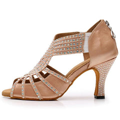 Women's Satin Customized Heel Ballroom Dance Shoes Latin Shoes