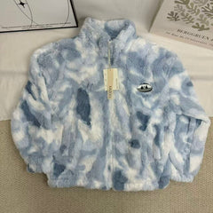 Tie-Dye Gradient Faux Lambswool Padded Jacket