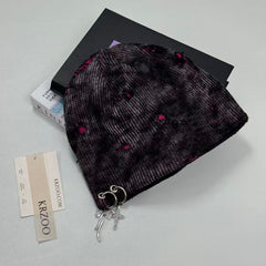 Cross-shaped hole distressed knitted hat