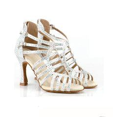 Women's Rhinestone Leatherette Customized Heels Dance Boots Salsa Dance Shoes