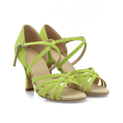 Women's Nubuck Customized Heel Ankle Strap Ballroom Latin Dance Shoes