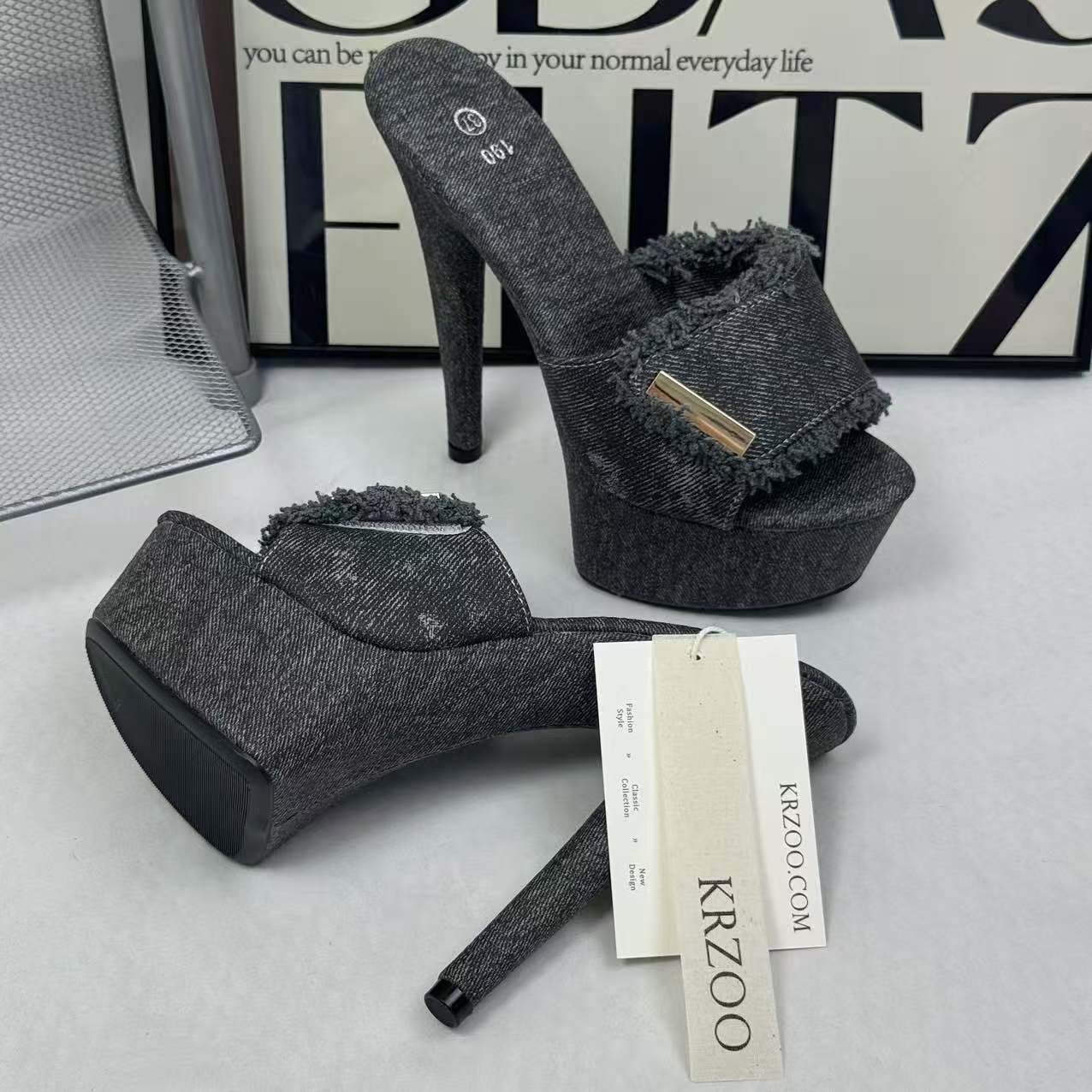 Low heel waterproof platform high heel shoes